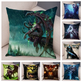 

WOW Illidan Cushion Cover Decor Hot Game Hero Printed Pillow Covers for Sofa Home Pillow case Super Soft Short Plush Pillowcase