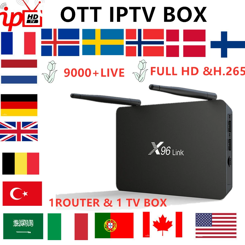 Французский взрослый iptv X96 Link android tv box+ роутер 1 год подписка afrance belguim Европа Испания США xxx iptv m3u smart tv box