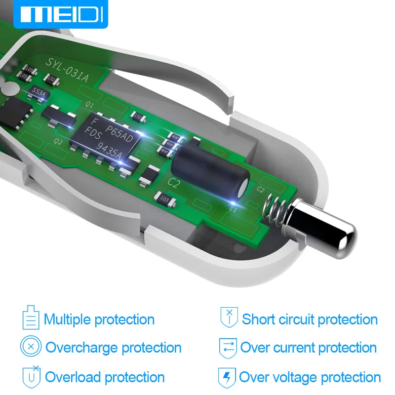 MEIDI автомобильное зарядное устройство адаптер с 3 зарядный кабель для iPhone тип-c Android мобильный телефон зарядное устройство в автомобиле