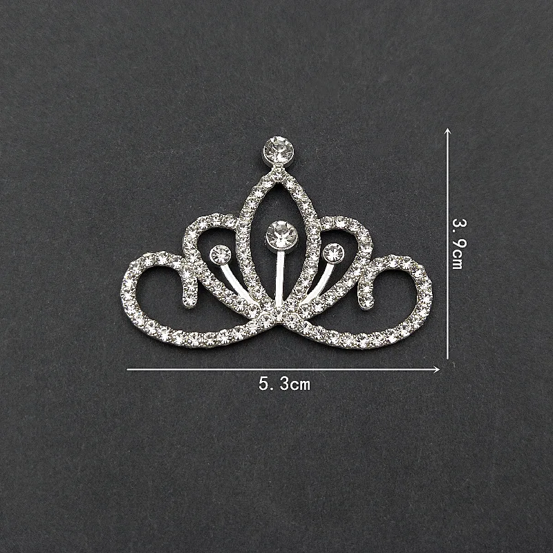 

10 PCS 53x39mm Metal Alloy Crystal Rhinestone Imitation Pearl Crown DIY Hair Accessories For Jewelry Making