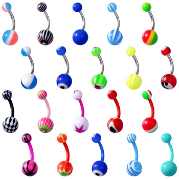 

10pcs/set Mix Color Belly Bars Colorful Sexy Belly Button Rings Acrylic Navel Barbell Piercing Women Steel Ombligo Body Jewelry