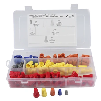 

160Pcs / Box Electrical Wire Connection Screw Twist Cap With Spring Insert Assortment Kit
