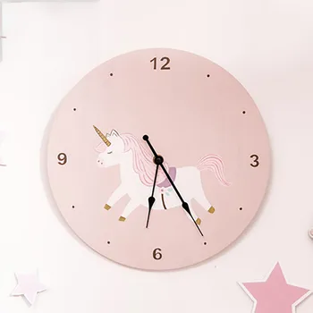 

Veurope Wall Clock Creative Design Pink Unicorn Watch Wall Home Decor Decorations Living Room Large Decorative Wall Clocks W