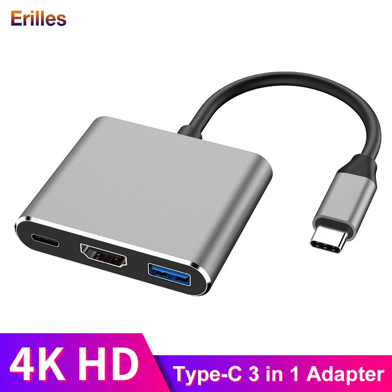 Разветвитель для Macbook Pro/Air USB Type-C на HDMI 4K адаптер USB-c источник питания зарядное