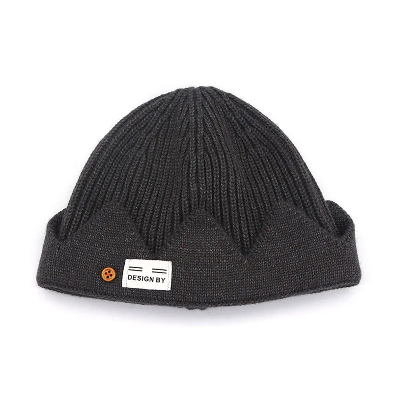 Dark Gray Женская зимняя теплая шапочка, шапка с короной, вязаная шапка для мужчин, шапочка, шлепки, шапочки, одноцветные шапки, модные шапки XL122 - Цвет: Dark Gray