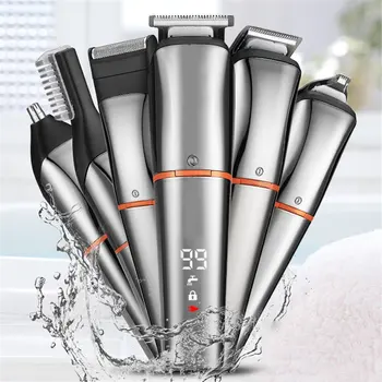 

6 in 1 Multi Functional Hair Clipper Hair Trimmer Electric Beard Trimmer Brush Rechargeable Hair Trimmer Cutter Kit