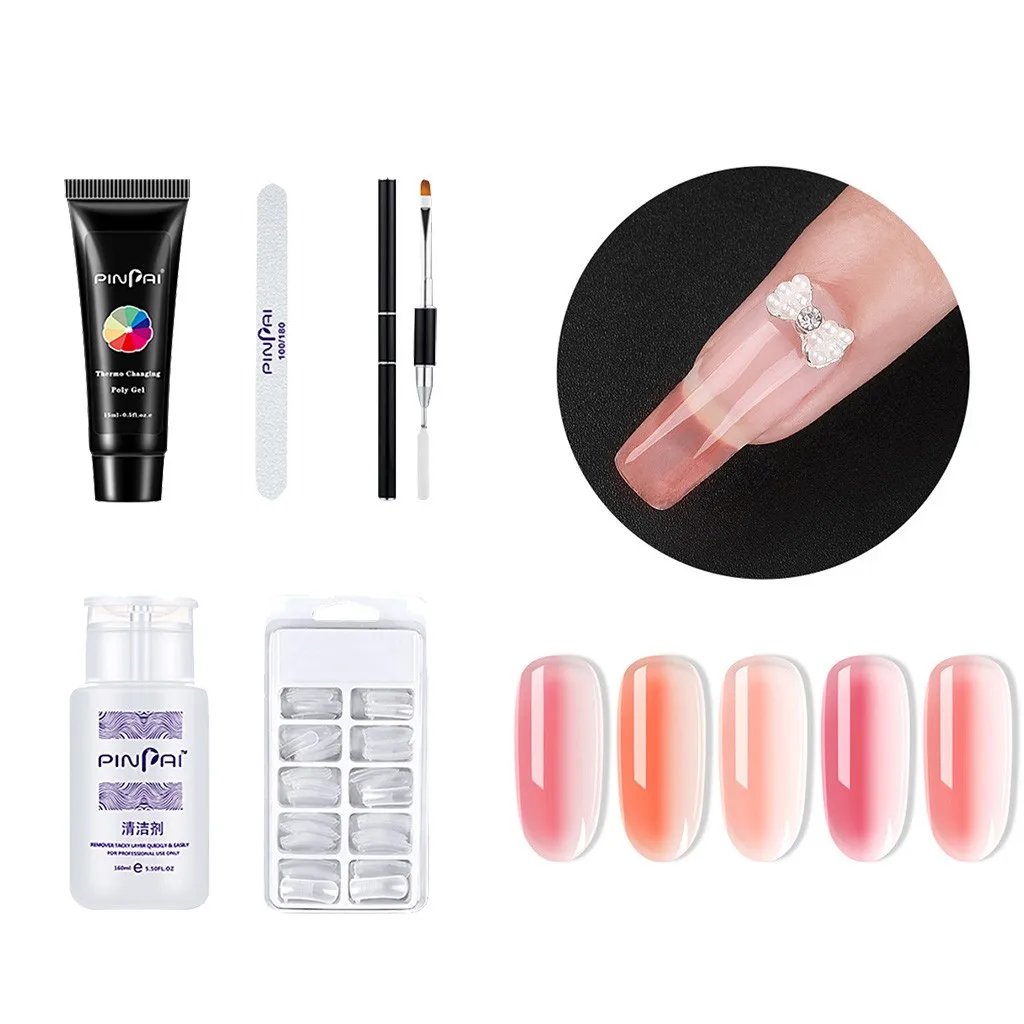 

Nail Temperature-changing Crystal Lengthening Nail Rapid Lengthening Cream 15ML quick-drying phototherapy extension gel set