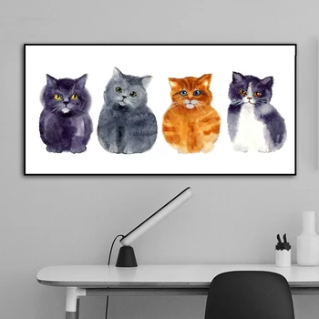 

RELIABLI ART Canvas Painting Funny Cat Dog Pictures Cute Animal Posters And Prints Wall Art For Living Room Modern Home Decor