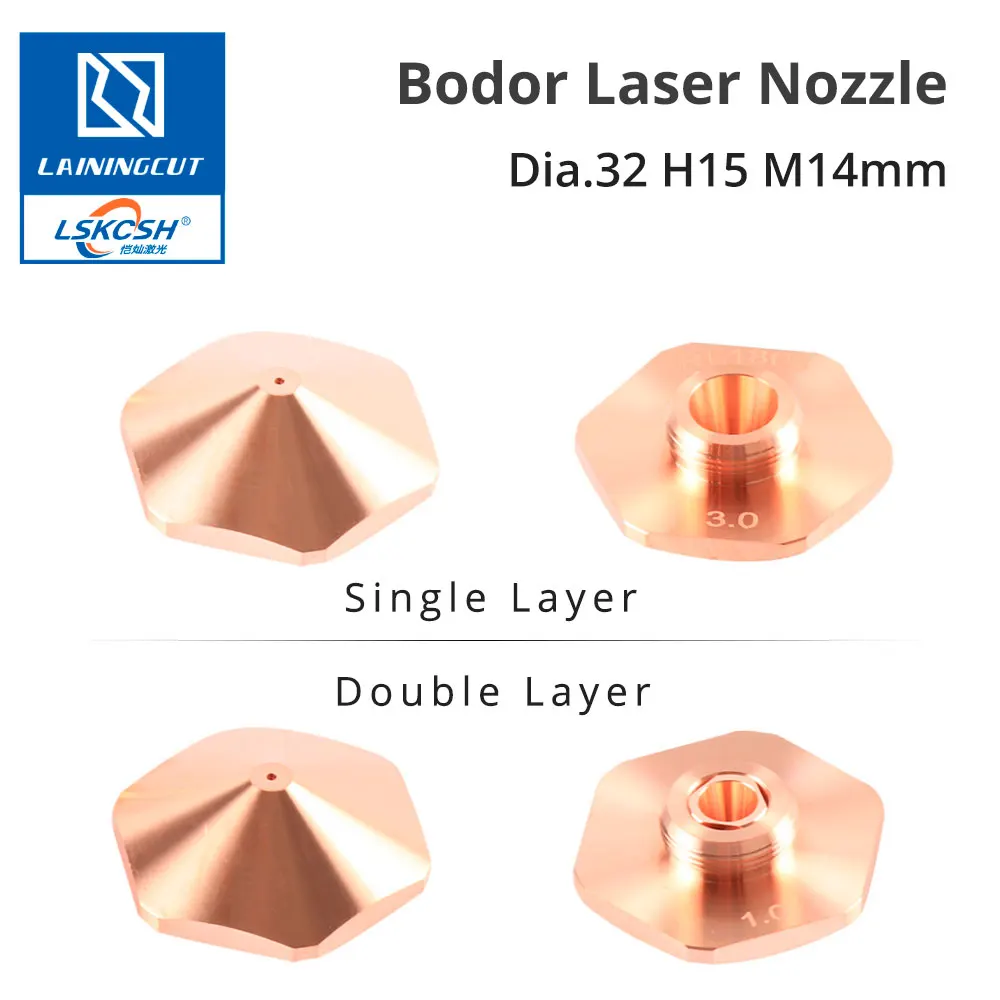 LSKCSH 10 шт./лот Bodor лазерные шестигранные насадки однослойные/двухслойные диам. 32 мм H15 Калибр 1,0-4,0 мм для Bodor волоконно-лазерной машины