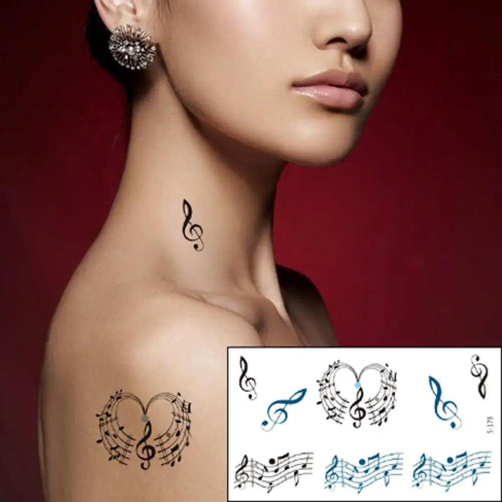 1 лист музыкальных нот съемный водонепроницаемый дизайн руки ноги боди арт