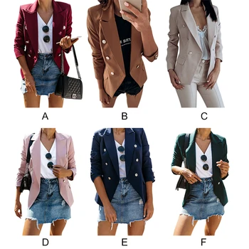 

Women Fashion Single-breasted Blazer Solid Color Small Suit Jacket Irregular Plaid Casual Blazer