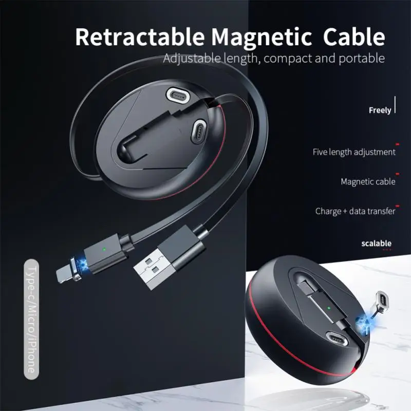 

Three-in-one Magnetic Absorption Data Cable Supports Fast Charging Data Transmission Mobile Phone Retractable Data Cable