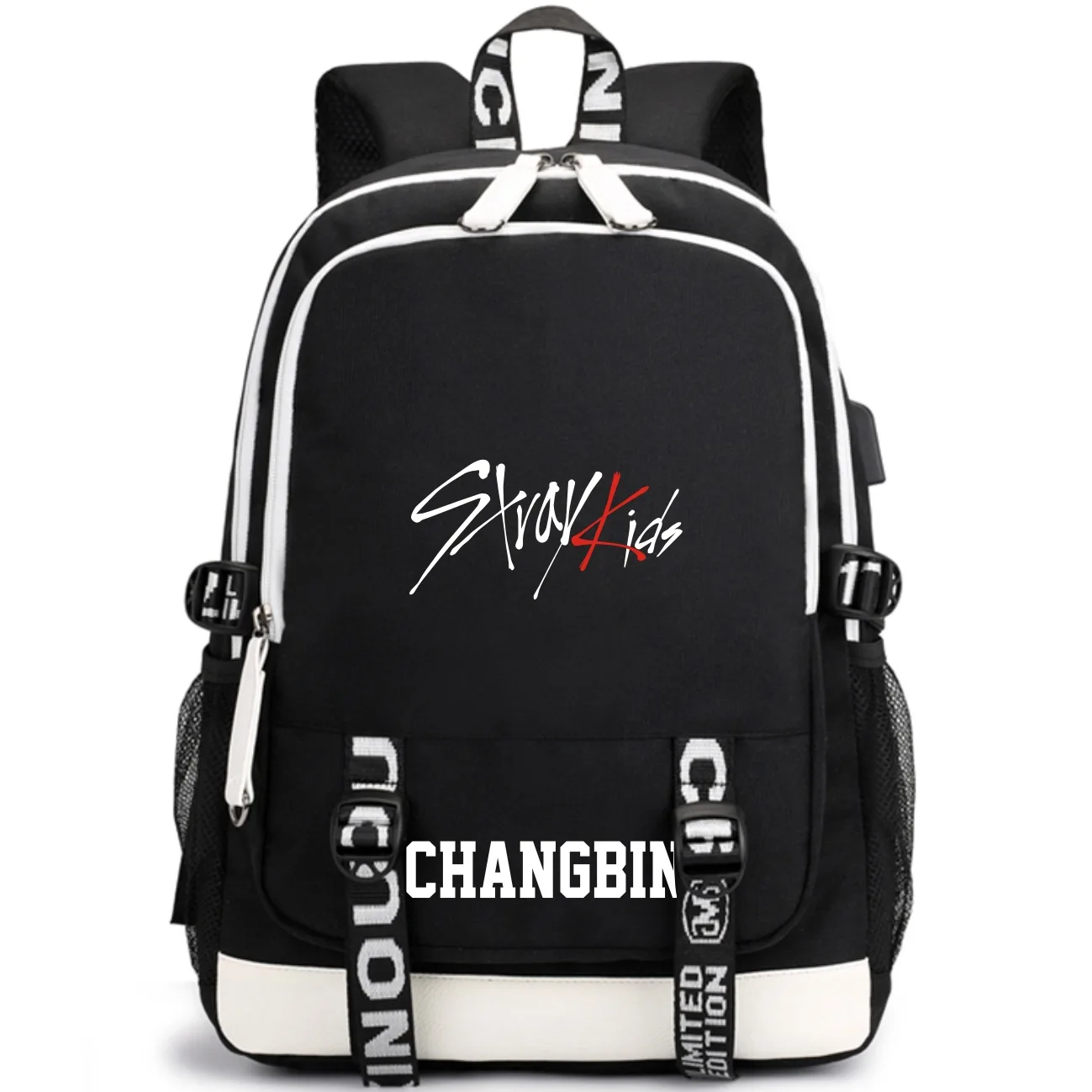 ChangBin Black Модный Kpop рюкзак высокого качества Многофункциональный USB наушники с зарядным устройством Джек рюкзак большой емкости Kpop школьный - Цвет: ChangBin Black