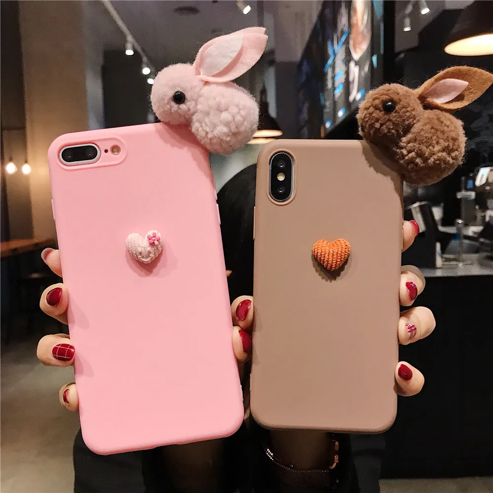 Cute Cartoon Plush rabbit soft Case For Huawei MATE 20 lite P SMART Z Y9 PRIME 2019 NOVA 2 3E 4E 5 PRO Cover V9 V10 PLAY | Мобильные