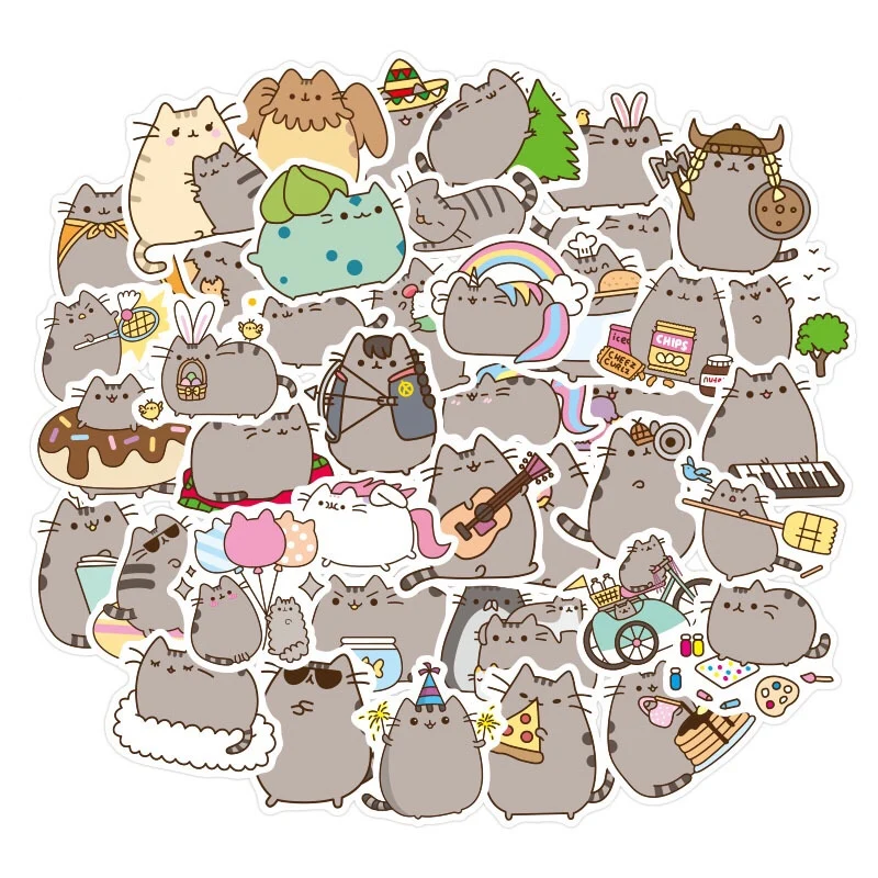 

100Pcs/lot Cartoon Cat Stickers For Snowboard Laptop Luggage Decal Home Decor Stickers Car Fridge Car- Styling Vinyl