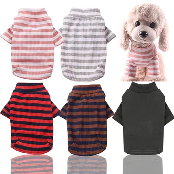 

Dog Clothes Pajamas Sleepwear Jumpsuit Frenchie Bulldog Clothes Striped Dog Chihuahua Pajamas Knitted Coat Pet Appare Rompers