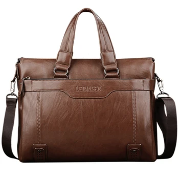 

Leinasen Brand Men'S Leather Messenger Bags Vintage Crossbody Bag Men Shoulder Bag Postman Briefcase Male Handbags(Light Brown)