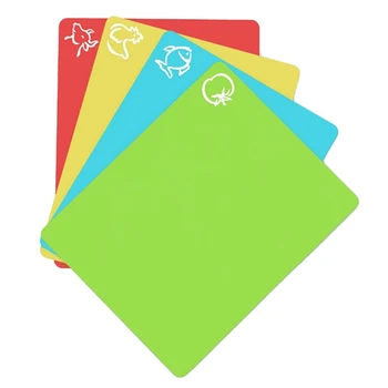 

4Pcs/Set Extra Thick Flexible Non-Slip Rectangle Plastic Cutting Mats Food Cutting Board Cutting Kitchen Tools