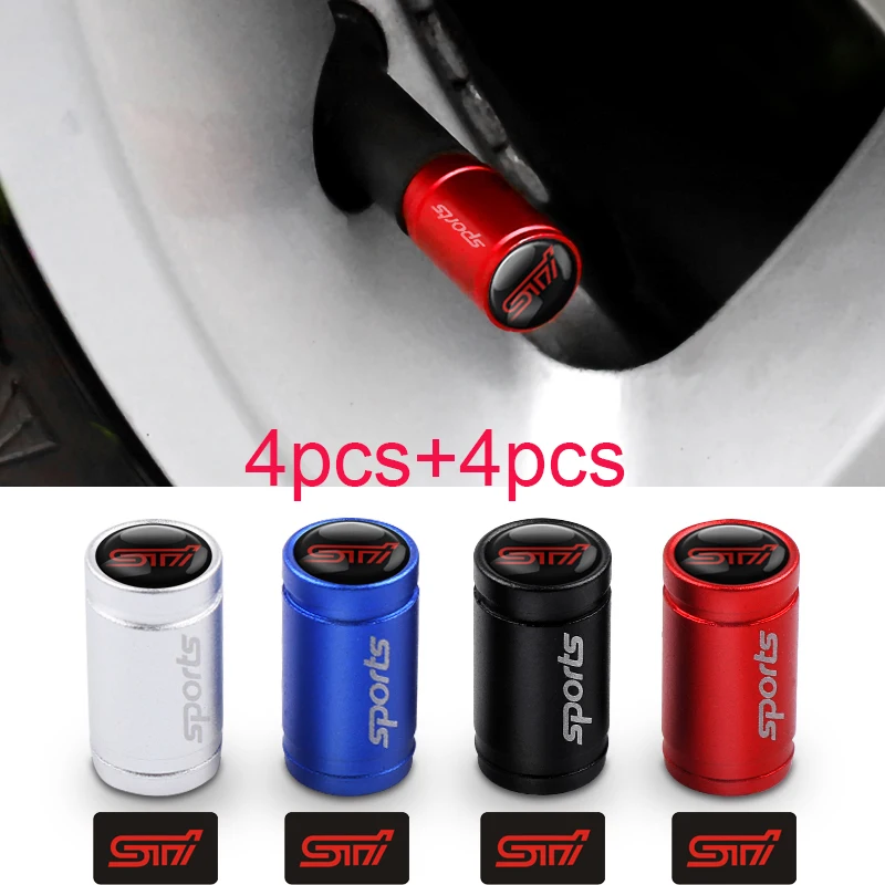 

8pcs/set STI Emblem Car Tire Valve Caps Interior Decoration Decal Sticker For Subaru STI Legacy Forester Outback Rally WRX WRC