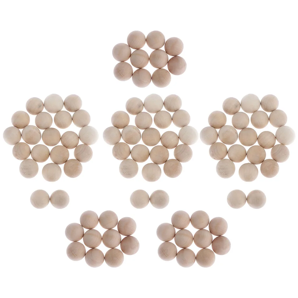 60pcs Unfinished Natural Color Round Wood Spacer Beads Loose Beads Balls for DIY Art & Craft Project and Jewelry Making