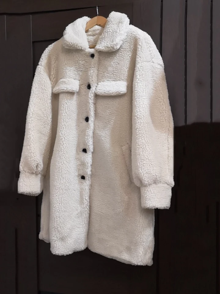 Пальто из искусственного меха, модное меховое женское пушистое теплое пальто с длинным рукавом, женская верхняя одежда, осенне-зимнее пальто, куртка, толстое пальто размера плюс - Цвет: Бежевый