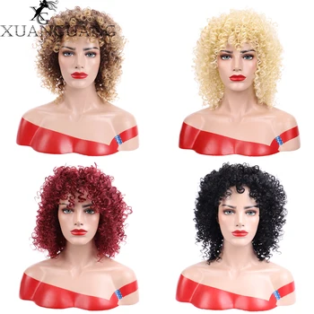 

XUANGUANG Short Curly Hair Natural Wig Made Of High Temperature Chemical Fiber For Black Woman 14 Inches 5Colors For Chooes