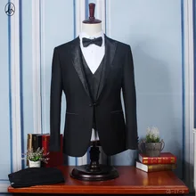Новое поступление, Модный повседневный высококачественный мужской однобортный деловой костюм+ брюки+ жилет, комплект свадебного платья, большие размеры M, L, XL, XXL3XL, 4XL