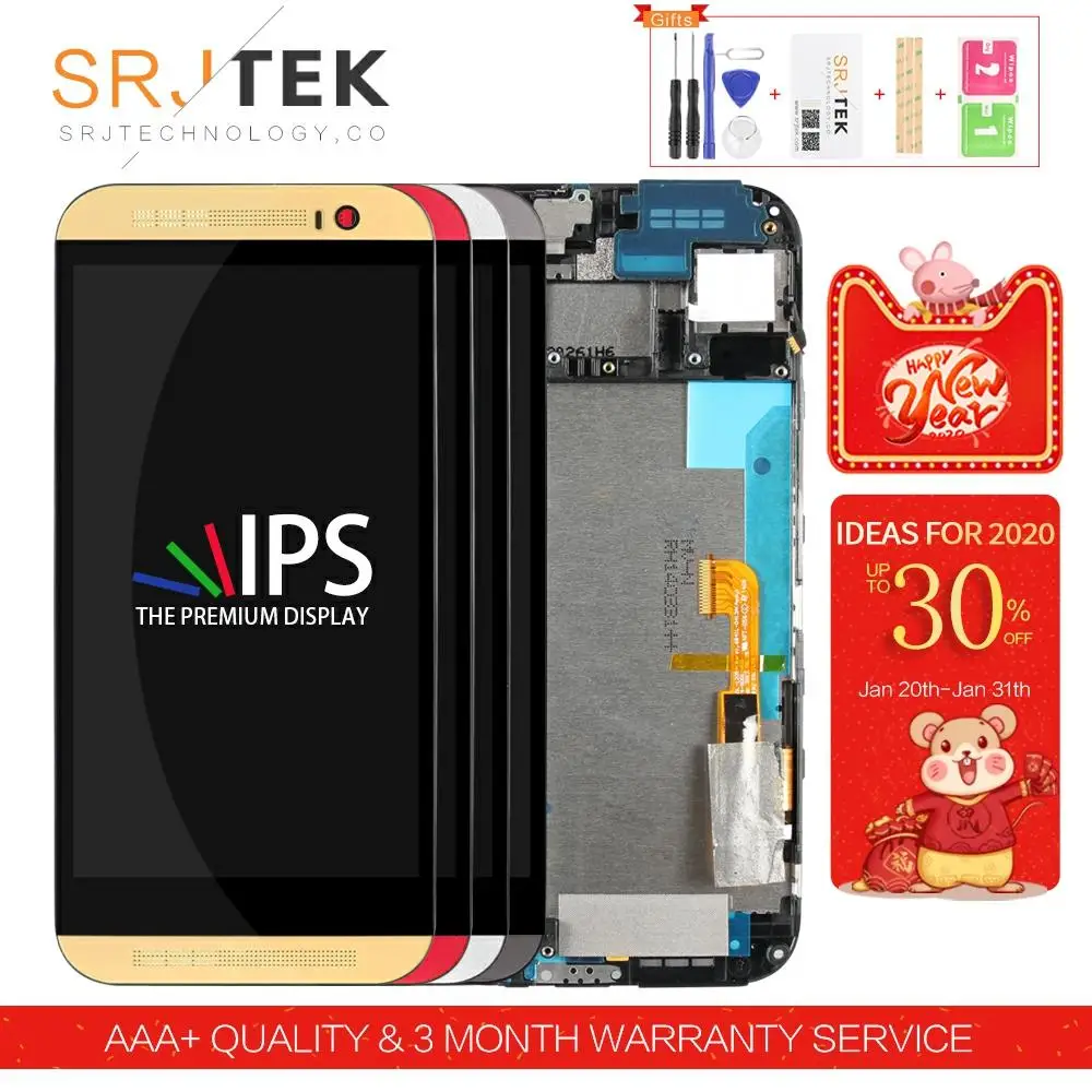 Beste Srjtek Voor Htc Een M8 Display Lcd Touch Digitizer Sensor Glas Met Frame Assembly Voor Htc M8 Scherm Enkele Dual Sim