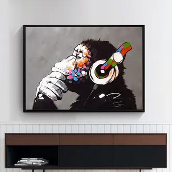 

Black & White Canvas Painting Print Pictures Art Posters Home Wall Decor Picture Orangutan Animal Painting For Concert Hall