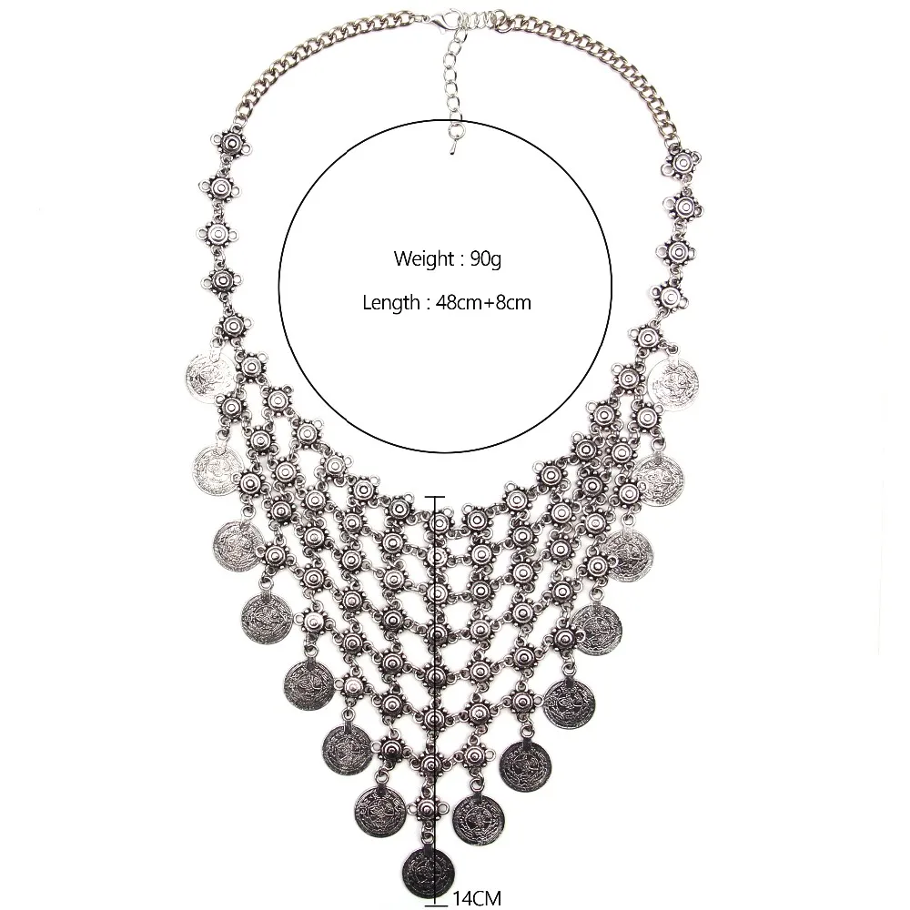 Колье с монетой и кулоном, винтажная Хрустальная инструкция Maxi Choker Collier, женские бохо, большие модные украшения для женщин, подарки