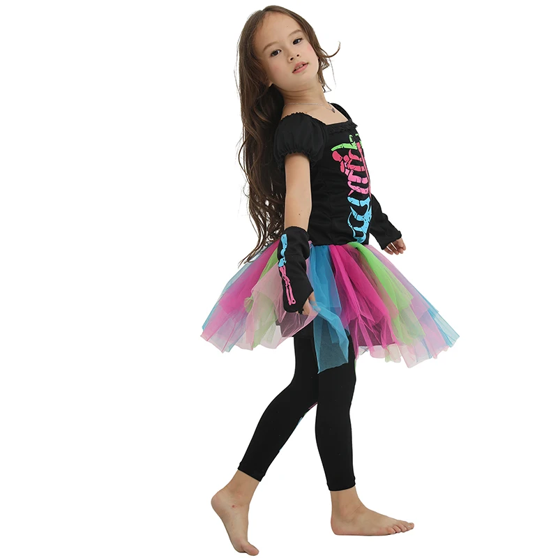 Snailify/костюм для девочек в стиле панк с изображением костей; костюмы на Хэллоуин для детей; костюм с черепом для малышей