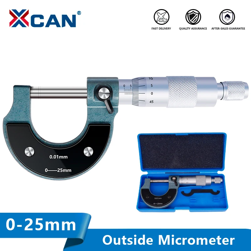 Outside Micrometer 0-25mm Metric External Caliper Metal 0.01mm Graduations 