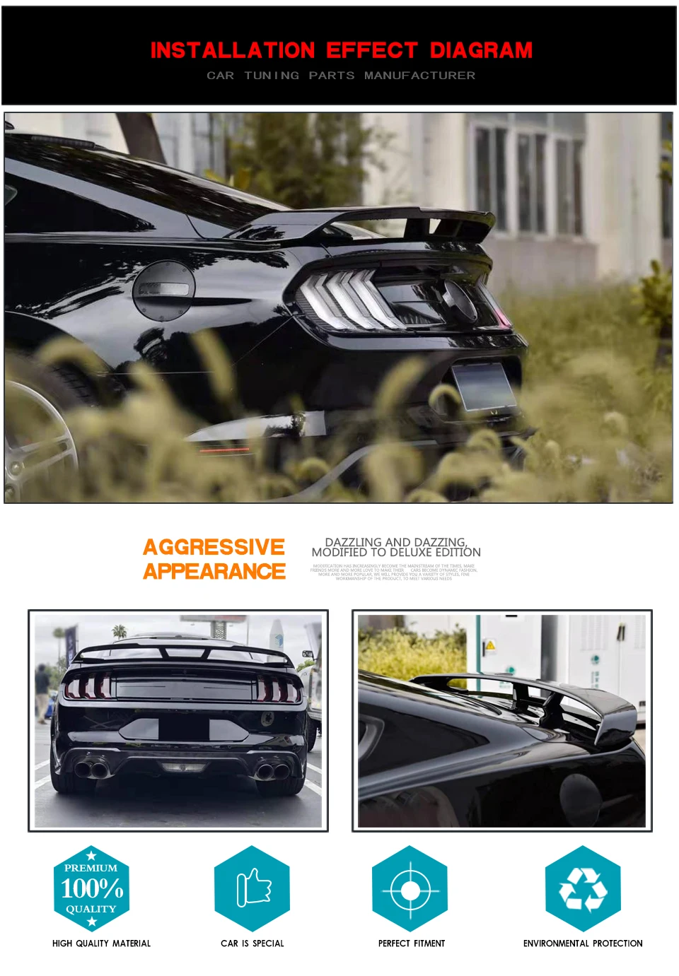 Углеродное волокно/ABS глянцевый черный задний багажник спойлер загрузки губы крыло для Ford Mustang Coupe