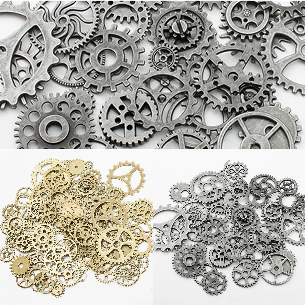 New DIY Craft Supplies Vintage Mixed Steampunk Punk Style Gear Cogs Pendants Necklace Accessories Home Decor wholesale