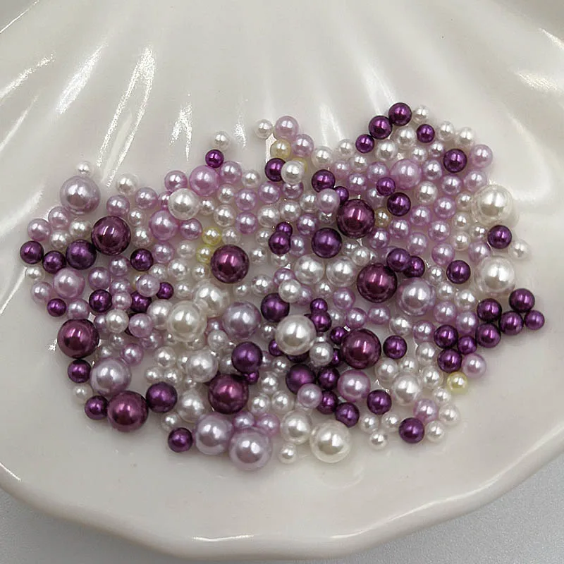 Mix Purple Мульти Цвет Смешанные 3/4/5/6/8/10/12 мм круглые имитация Радуга Цвет Пластик ABS жемчужин по оптовым ценам "сделай сам" для изготовления ювелирных изделий, аксессуары - Цвет: Mix Purple