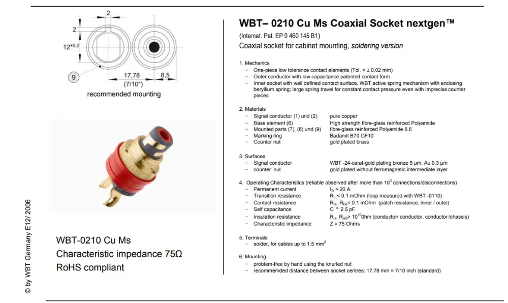 WBT 0201 0210Cu 0210Ag MS 0244 RCA разъем сигнальный интерфейс разъем Усилитель мощности терминал 24K позолоченная Посеребренная пара