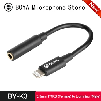 

BOYA BY-K3 3.5mm TRRS Female to Lighting Adapter Cable for iPhone 11 Pro Xs Max Xr Connect to 3.5mm Phone Microphone BY-WM4 Pro