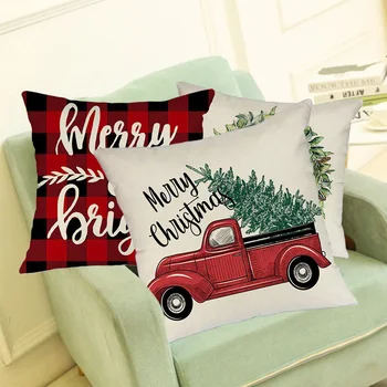 

4 pcs Cushion Cover Pillow Christmas Pillow Case Xmas Series Cushion Cover Case Pillow Zippered Square Pillowcase 45x45cm