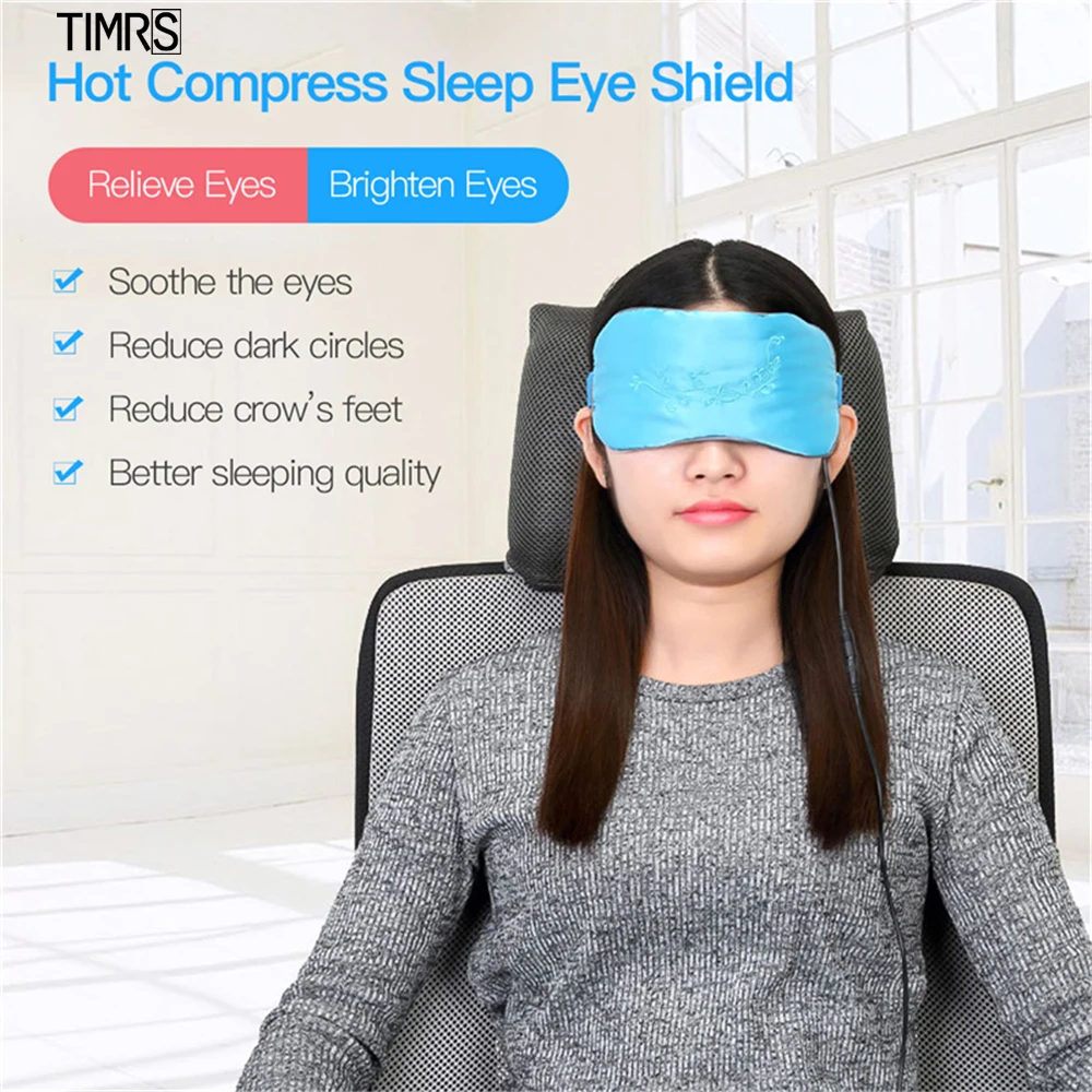 USB Heat Eye Mask Dry Compress Heating Infrared Hot Pad Flannel Removable Washable Eyeshade Sleep Eye Shield Pressure Remover