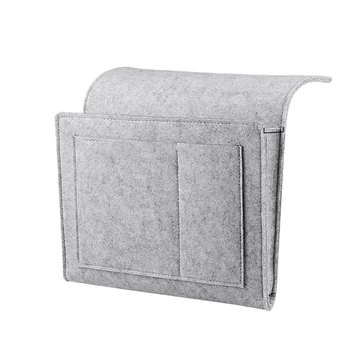 

Bedside Caddy Felt Bedside Storage Organizer With Extra Pocket For Bedroom Dorm Room Bunk Or Loft Beds Sofa Light Gray