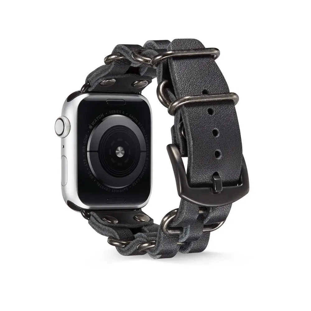 Ремешок для Apple Watch 38 мм 42 мм 40 мм 44 мм, кожаный ремешок с заклепками для замены iWatch, браслет, браслет серии 5 4 3 2 1