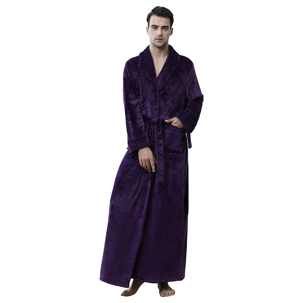 Мужской плотный бархатный халат, пижама, пижама с карманами и поясом, зимний мягкий халат, ночная рубашка, домашняя одежда