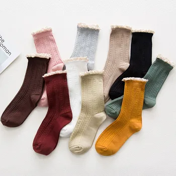 

Women's Casual Lace Socks Knit Socks High Ankle Warm Socks Cute Socks Sweet Princess Girl Cozy Lovely Frilled Socks Y12.11