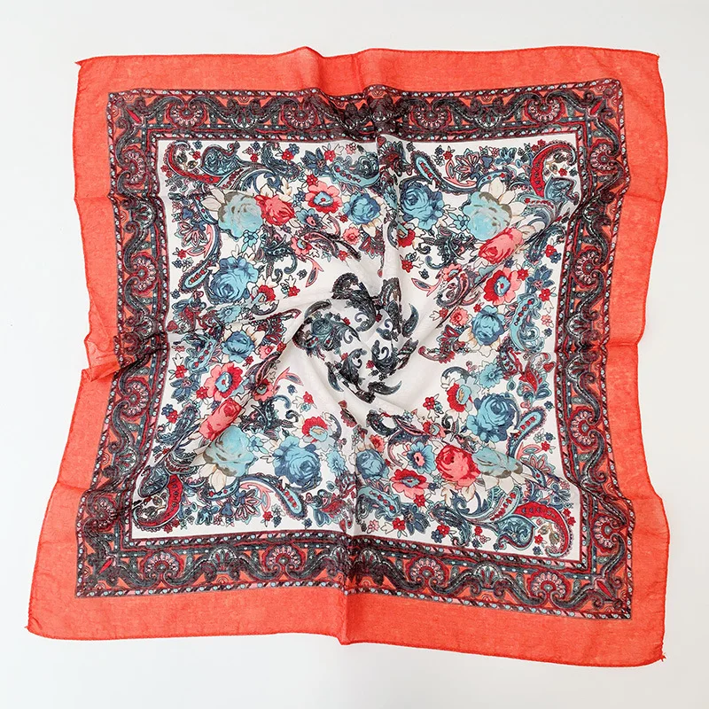 Small Scarf Handkerchief Russian Ethnic Pattern Printed Women - Image 5