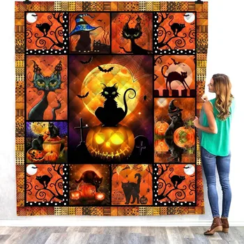 

Anime Cute Pet Cat Printed Home Sofa Cover Quilt Queen King For Bed Soft Travel Hotel Warm Blanket Cotton Quilt Dropshipping