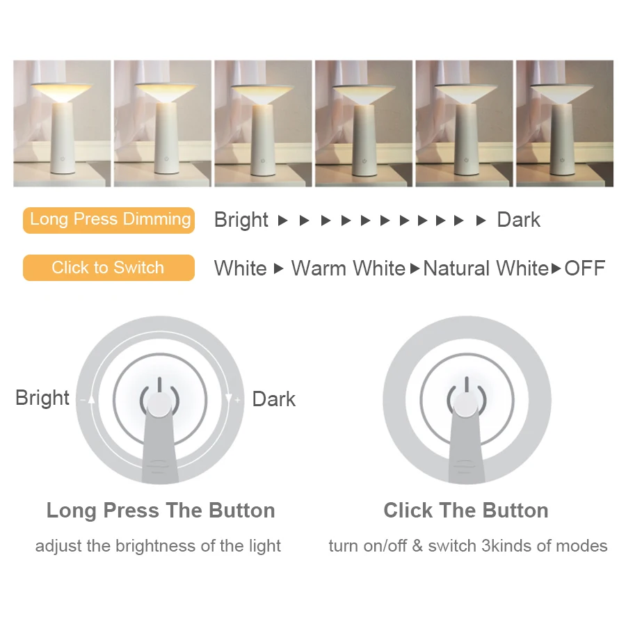 Dimmer Desk Lamp Protect Eye LED Reading Lamp With USB Charging Brightness Touch Adjustable Table Lamp Kids Children Night Light
