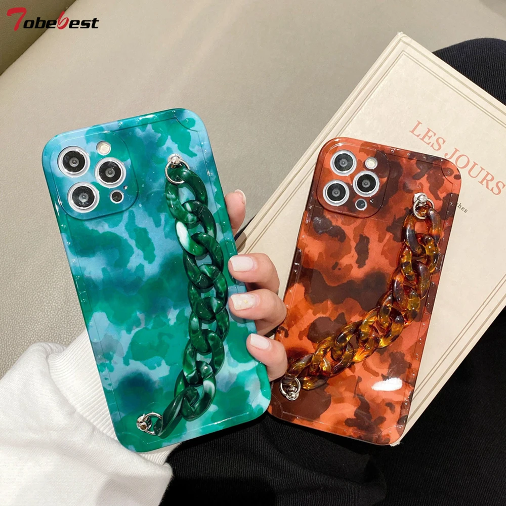 Винтажные Чехлы Tobebest с янтарным узором и браслетом для телефонов iphone 12 11 pro max 12mini X
