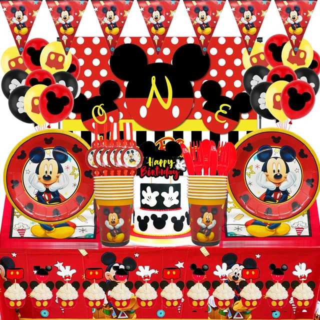 Disney Mickey Mouse Birthday Party Decoration Mickey Balloon Disposable  Tableware Backdrops Baby Shower Kids Boys Party Supplies - AliExpress