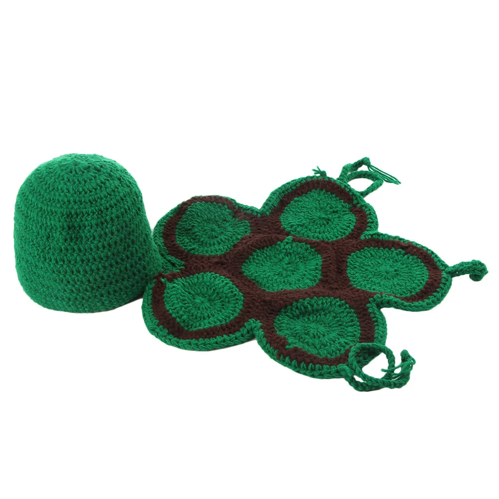 dark green Вязаный костюм «кроше» для маленьких девочек и мальчиков; наряд для фотосессии; шапки; FJ88 - Цвет: dark green