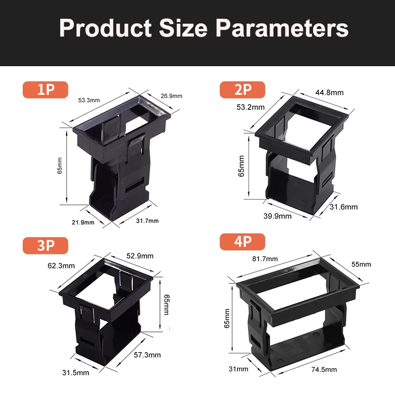 Miniature Circuit Breaker Panel Buckle 1P 2P 3P 4P Air Switch Buckle Mounting Bracket Fixed Frame Holes DZ47-63 1/2/5/10 Pcs circuit breaker